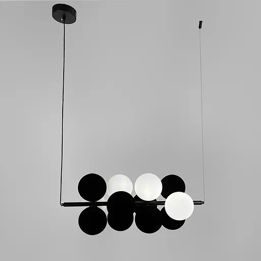 Видовжений чорний світильник на 4 білих та 8 чорних плафонів | Арт. 908/12 BK+BK+WT | Line F - фото 7