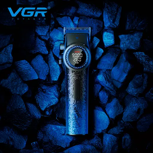 Машинка для стрижки VGR V-001 Blue (10 насадок) 4600 mAh LED дисплей - фото 7