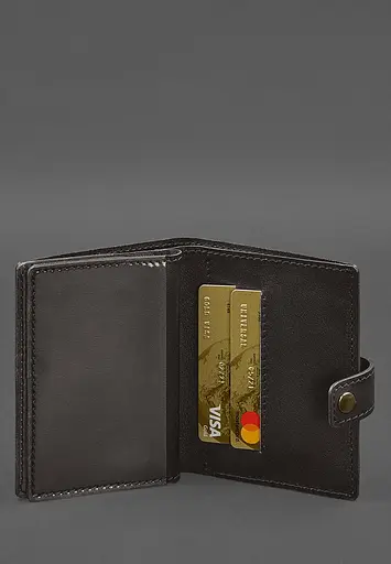 Кожаная обложка-портмоне для военного билета офицера запаса (узкий документ) Темно-коричневая - фото 7