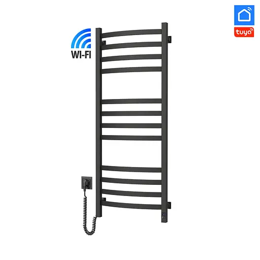 Электрический полотенцесушитель Navin Avalon 480x1200 Sensor с Wi-Fi левая, черный муар 12-112033-4880, Черный матовый, Левое, Электронный - фото 1