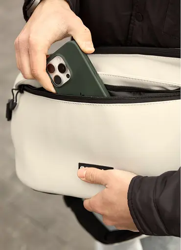 Мужская сумка-бананка под ноутбук Sambag Urban Laptop тепло-серая 46×26 см (51411030m) - фото 7