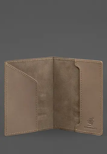 Кожаная обложка для военного билета 7.3 светло-бежевая Crazy Horse - фото 3