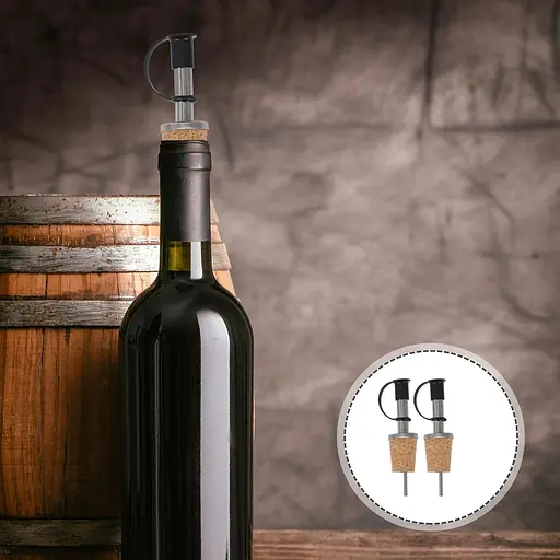 Пробка-носик гейзер дозатор пробковий для розливу з пляшки з носиком з нерж. сталі (2 шт. у комплекті), Kitchen Master Чорний 86530 - фото 9