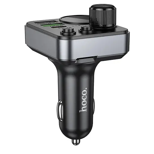 АЗП з FM-модулятором HOCO E86 Alegria 48W dual port PD30W+QC3.0 car BT FM transmitter Black - фото 3