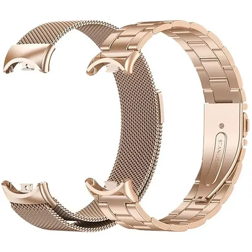 Комплект ремінці Tamister для фітнес-браслета Xiaomi Mi Band 8 та 9 Bead design - Milanese design Rose gold