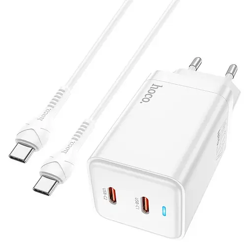 Зарядний пристрій Hoco Type-c to Type-c Cable Starlight N23 45 ватів біле - фото 1