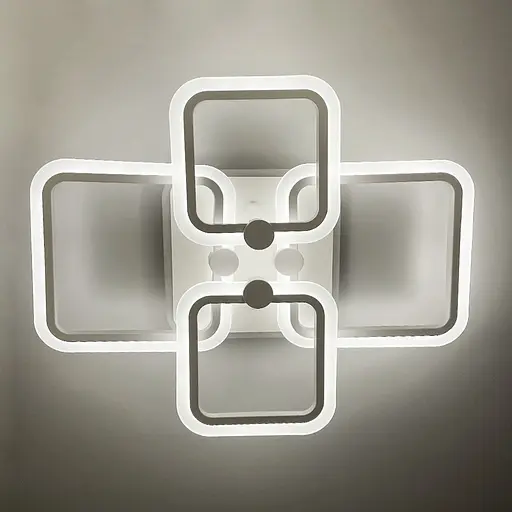 Біла LED люстра на 2+2 ріжки квадратної форми | Арт. A 2503/2+2 WT | Line F - фото 1