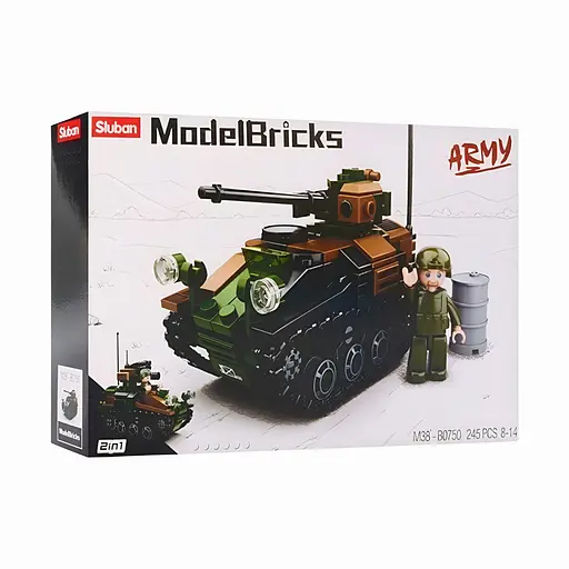 Конструктор Sluban M38-B0750 Военный танк с фигуркой, 245 деталей — набор для сборки и творческих игр - фото 2