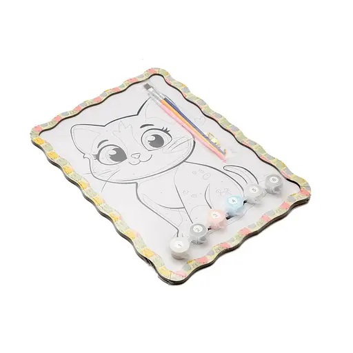 Картина по номерам "Котик" PuzzleOK Puz-22945 формат А4 кисточка, краски, крепеж для стены - фото 3