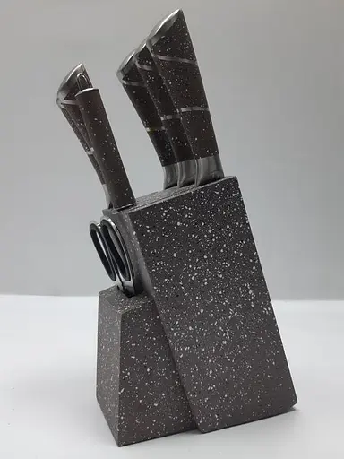 Набор ножей для кухни с подставкой Rainberg RB-8805 кухонные ножи и подставки черный - фото 3