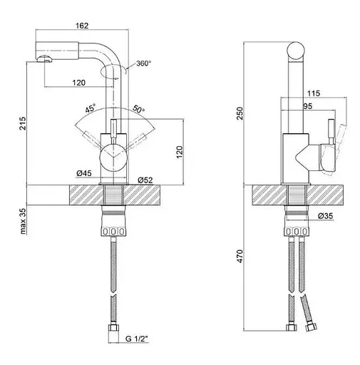 Змішувач для раковини WEZER EKO1B-01 - фото 2