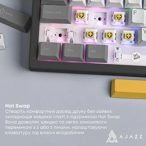 Клавіатура Ajazz AK980 MAX Magnetic switches Black Gray Yellow (AK980-MAX-M-BGY) - фото 10