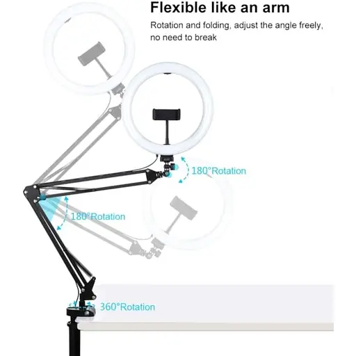 Кільцева USB LED лампа Puluz PKT3090B 10,2" зі струбциною - фото 4