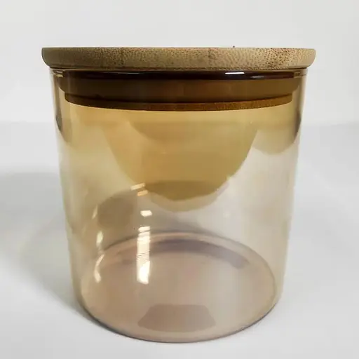 Емкость стеклянная Vittora с деревянной крышкой круглая янтарь 500 мл VT-8005 (135512)  - фото 3