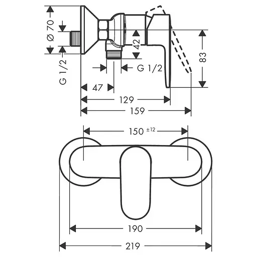 Смеситель для душа Hansgrohe Vernis Blend 71640670 черный матовый - фото 2