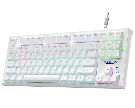 Клавіатура ігрова механічна Aula Mechanical F-3032 White keycaps + 21 Yellow keys KRGD Brown - фото 3