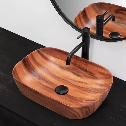 Умивальник Rea Belinda wood mat накладний REA-U5051, Коричневий - фото 2