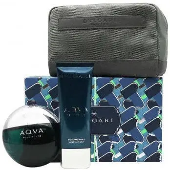 Подарунковий набір Bvlgari Aqva Pour Homme туалетна вода 100 мл + бальзам після бриття 100 мл + косметичка - фото 1