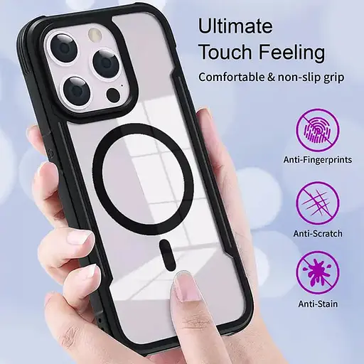 Чехол Epik TPU+PC Defense Clear with MagSafe для Apple iPhone 15 Pro Max 6.7 Черный - фото 4