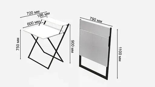 Стіл трансформер Компакт 4 750x790x720 Чорний метал ДСП Біле 16 мм FRD-104690 - фото 6