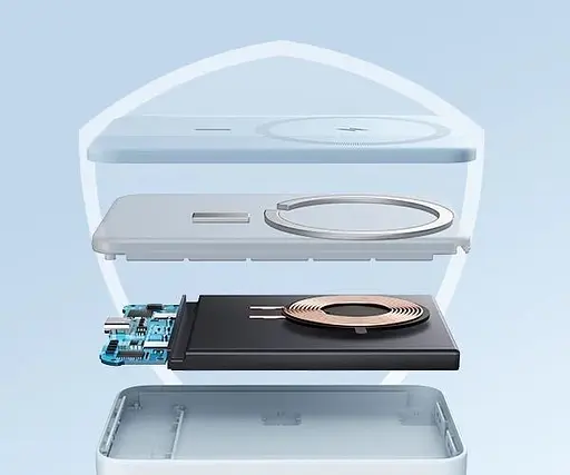 Магнитный павербанк Anker MagGo 622 5000 mAh с беспроводной зарядкой и подставкой Беспроводной павербанк голубой - фото 2