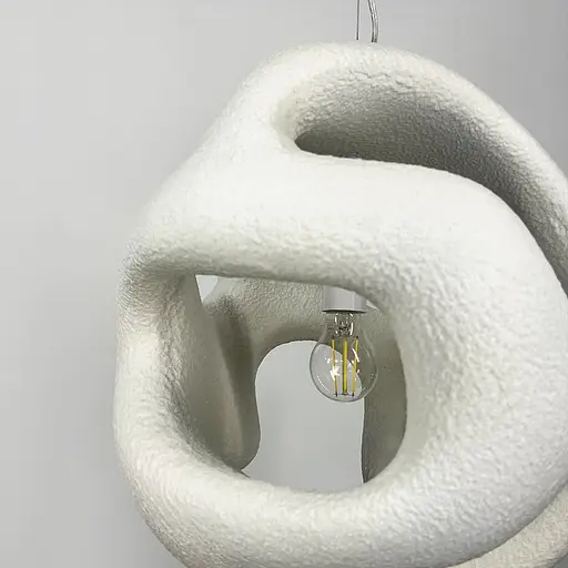 Гіпсовий світильник у білому кольрі Ø 50 см | Арт. MJ34-450*500 WT | Line F - фото 6