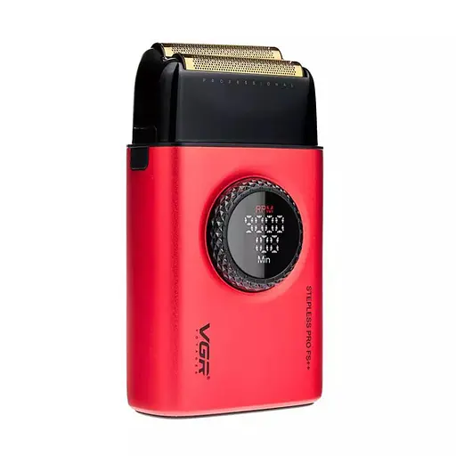 Електробритва акумуляторна шейвер VGR V-378 9000RPM LCD + дорожня сумочка (Червоний) - фото 3