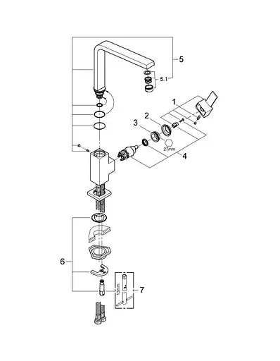 Смеситель для кухни Grohe Sail Cube 31393000 Хром - фото 6