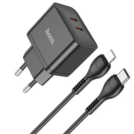 МЗП Hoco N29 PD35W (2USB-C) + кабель Type-C to Lightning Black - фото 2