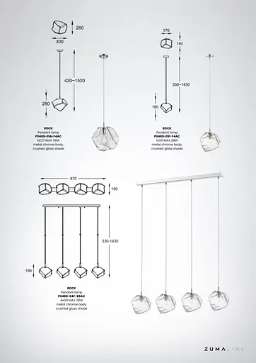 Підвісний світильник Zuma Line P0488-01A-F4AC ROCK - фото 5