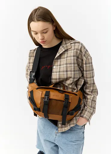 Большая женская поясная сумка бананка Sambag DynamicDart рыжая 38×21×7 см (80411121) - фото 5