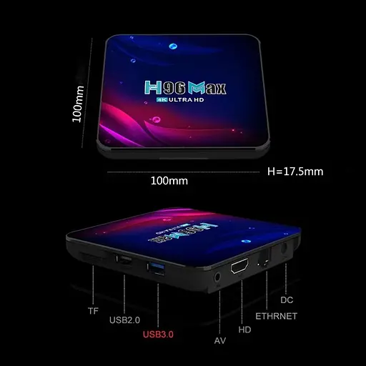 Смарт ТВ Smart TV Box Android H96 4/64 Gb MAX V11, медиаплеер IPTV - фото 6