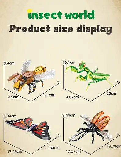 Конструктор насекомые  WOMA развивающий научный  4 в 1 живой мир 727 детали - фото 6
