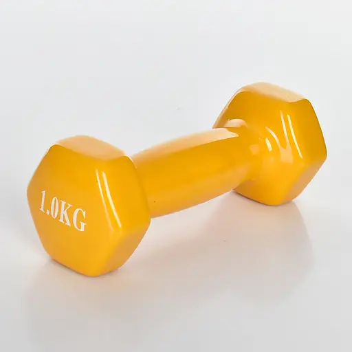 Гантель с виниловым покрытием, 1 кг, жёлтая, 14x4.5x5.5 см - фото 2
