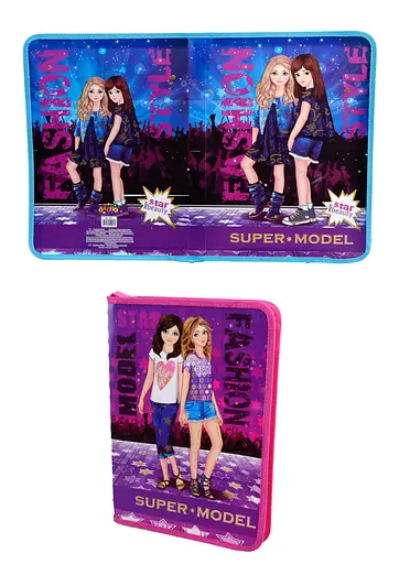 Папка на блискавці Kidis, А4, пластикова із глітером, Super Model, дівчата (В асортименті) - фото 2