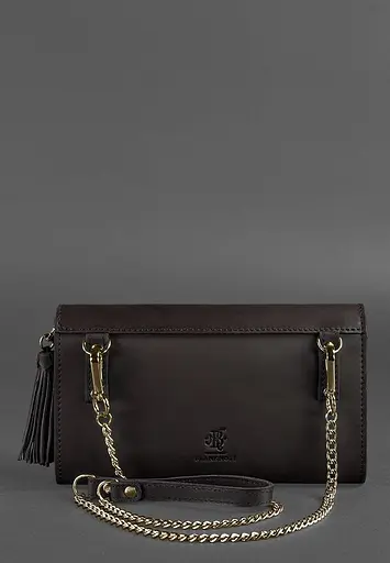 Жіноча шкіряна сумка Еліс темно-коричнева Краст - фото 3