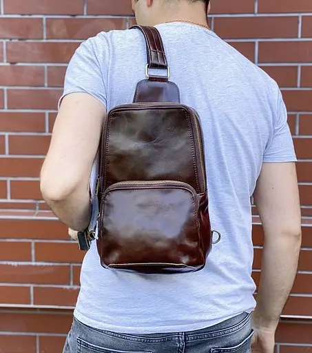 Чоловіча шкіряна сумка-слінг Newery 31х20х10 см sum0022249 - фото 2