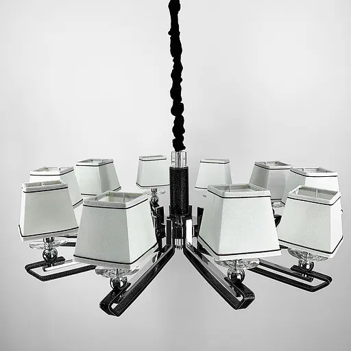 Люстра с черной экокожией на 10 абажуров Line.F S 1449/10 BK - фото 2