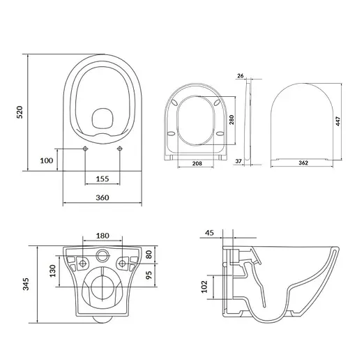 Унітаз підвісний CET B331 Cersanit Larga EW CleanOn з дюропластовим Slim Wrap сидінням SoftClose+QuickRelease 30412 - фото 2