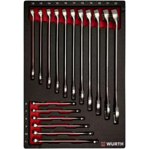 Набор ключей комбинированных метрических Wurth в ложементе 17 шт. Zebra (арт. 0965905401) - фото 1