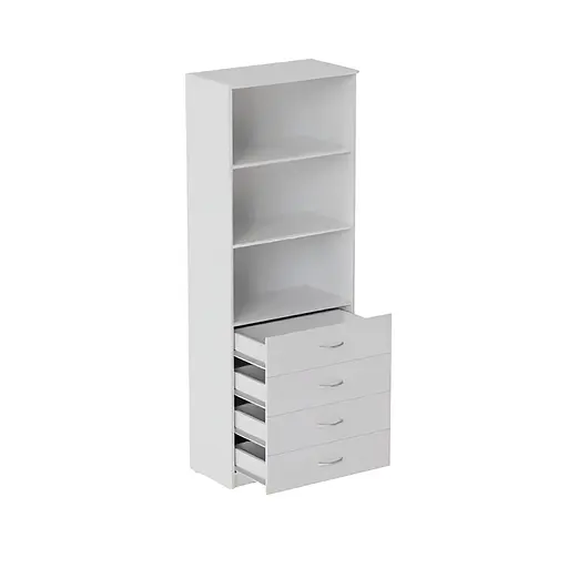 Шкаф Анжело Ferrum-decor на 3 полки из 4 ящика 1900x700x380 ДСП Белый 16 мм (FRD-105019)