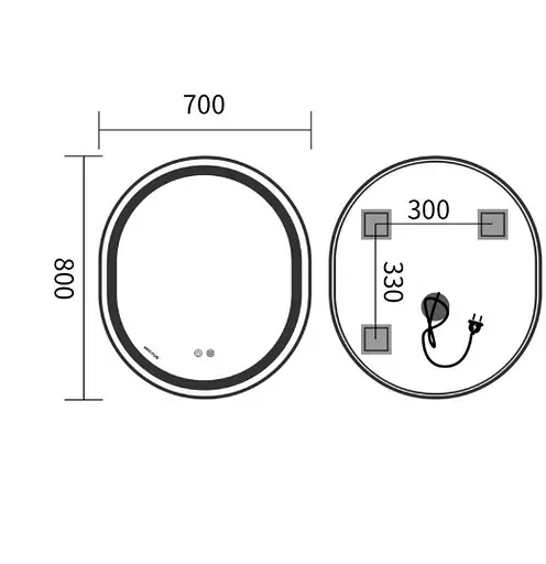 Дзеркало Mixxus Premium ELLIPSE MV05-80x70-REVERSE BLACK (LED Touch, Anti-fog (3-6kK)) (MP6646) - фото 5