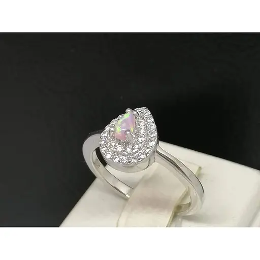 Срібне кільце Срібний рай з фіанітами і опалом. 2221 067005 18,5 - фото 4