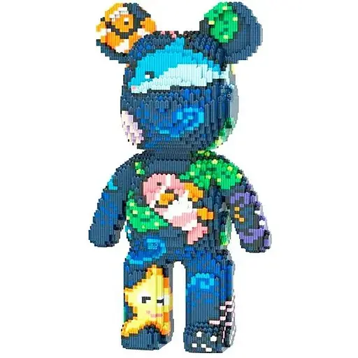 Конструктор Limo Toy Magic Blocks Акваріум на 3031 деталь, ведмедик Bearbrick 40.5 см