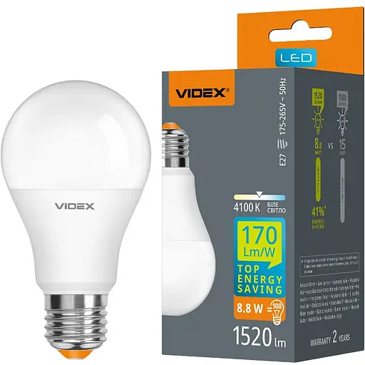 Лампа LED Videx A60h 8.8W E27, 4100K (VL-A60h-88274)