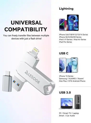 USB-накопичувач LESOGE Apple MFi Certified USB Flash Drive 128 ГБ - фото 4