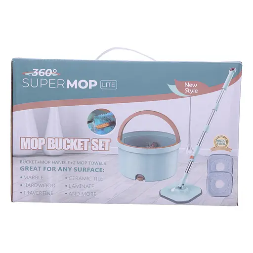 Комплект для прибирання MOP BUCKET SET швабра з віджимом 119 см і відром 7 л Блакитний Household HP-35015-45 - фото 9