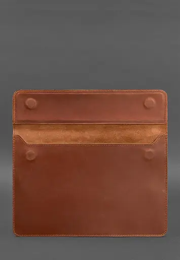 Кожаный чехол-конверт BlankNote на магнитах для MacBook 14 Светло-коричневый Crazy Horse - фото 3