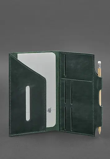 Кожаный женский тревел-кейс 3.0 зеленый с мандалой - фото 4