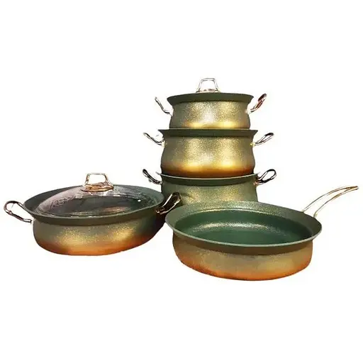 Набір каструль O.M.S. Collection 3045 з гранітним покриттям з кришками Зелений (Туреччина) - фото 1